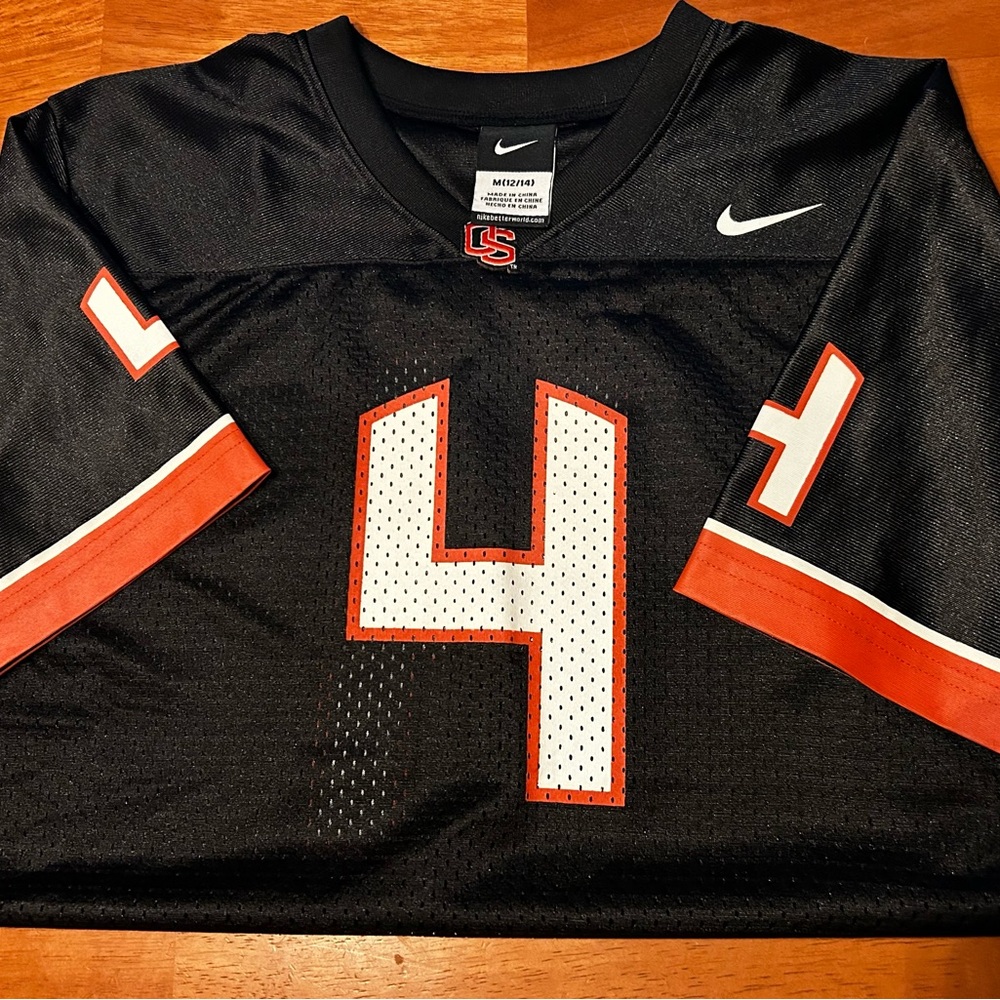 Nike Boys Medium 12/14 Black Mesh Football Practice Jersey - #4 Red Outline